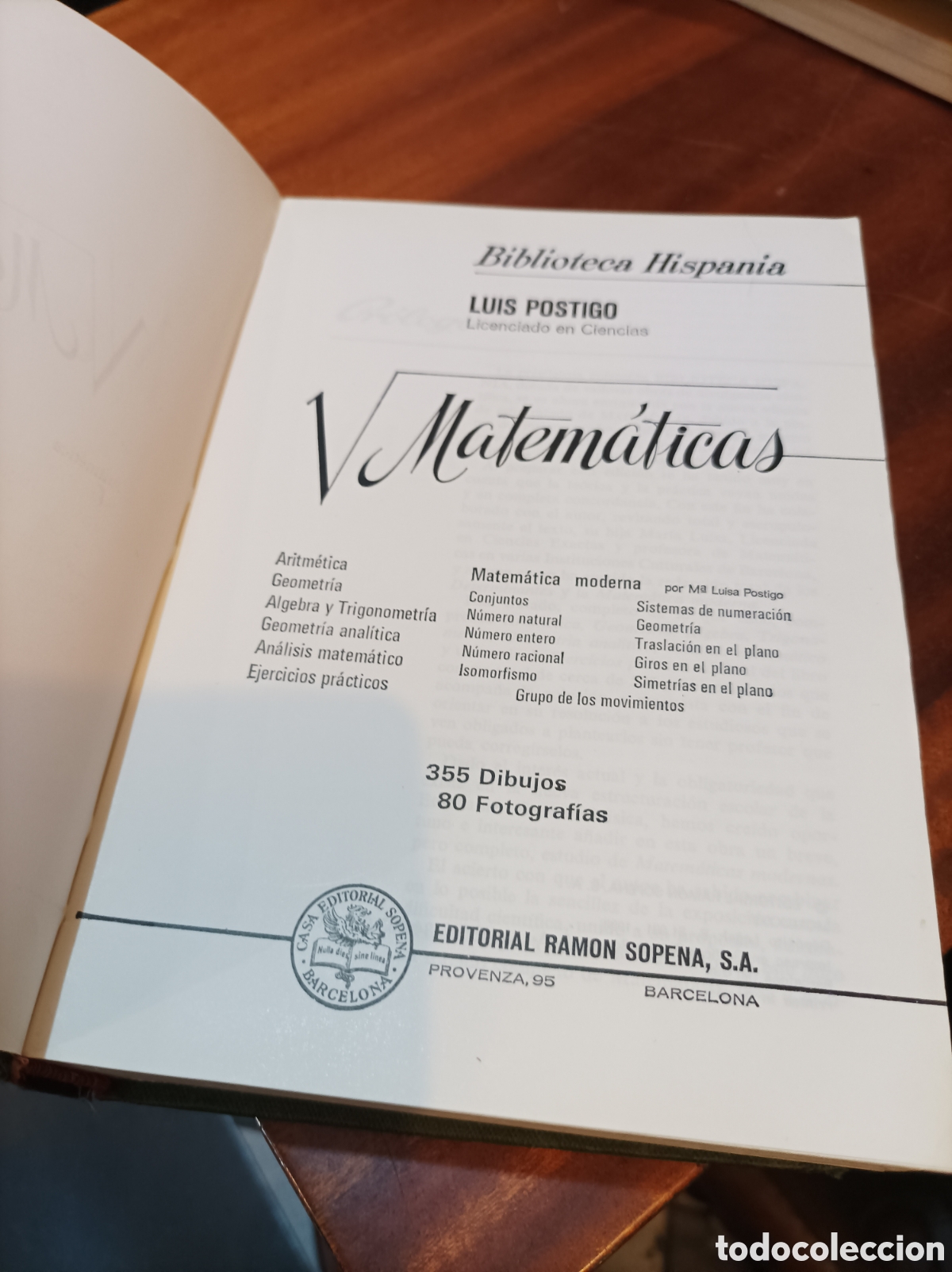 Libros de segunda mano de ciencias: MATEM&Aacute;TICAS . LUIS POSTIGO.EDITORIAL RAMON SOPENA1988 - Foto 2