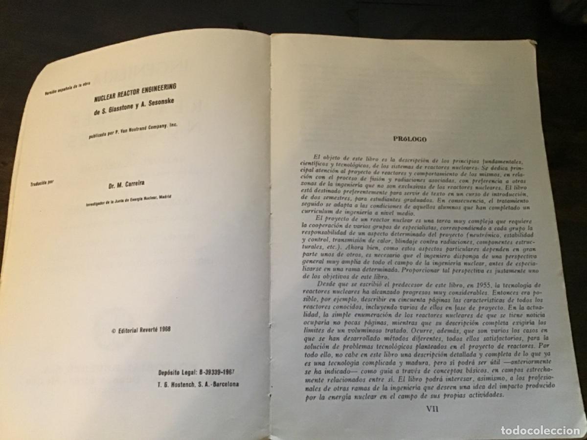 Libros de segunda mano de ciencias: Ingenier&iacute;a de reactores nucleares.S. Glasstone. Ed Revert&eacute;. 1968 - Foto 3