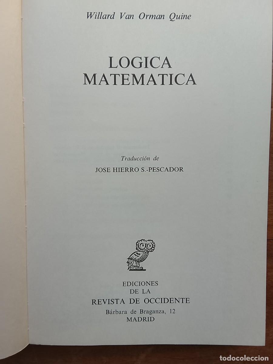 Libros de segunda mano de ciencias: L&oacute;gica matem&aacute;tica, Willard van Orman Quine - Foto 3