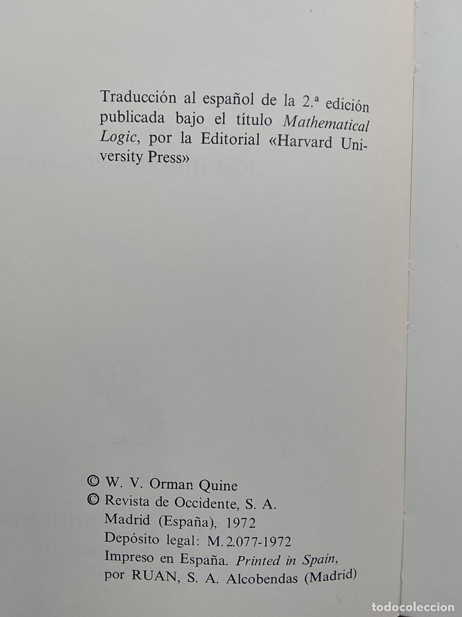 Libros de segunda mano de ciencias: L&oacute;gica matem&aacute;tica, Willard van Orman Quine - Foto 4