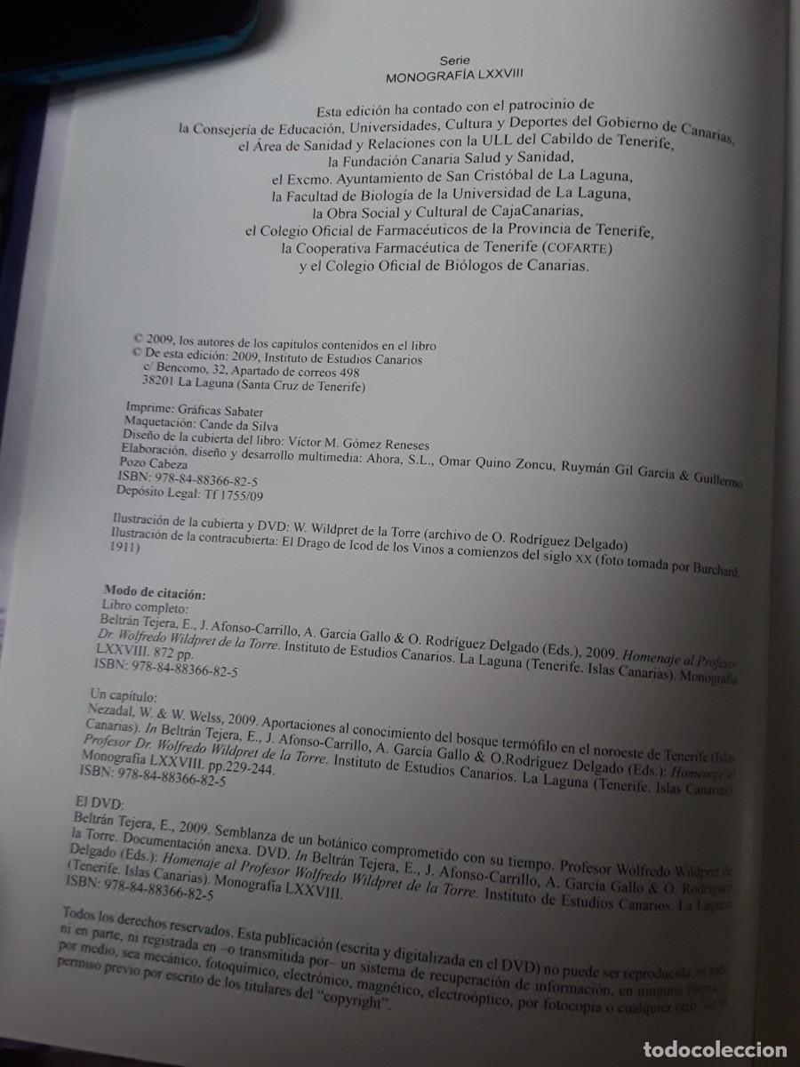 Libros de segunda mano: Homenaje al Prof. Dr. Wolfredo Wildpret de la Torre. Excelente estado. Canarias. - Foto 2