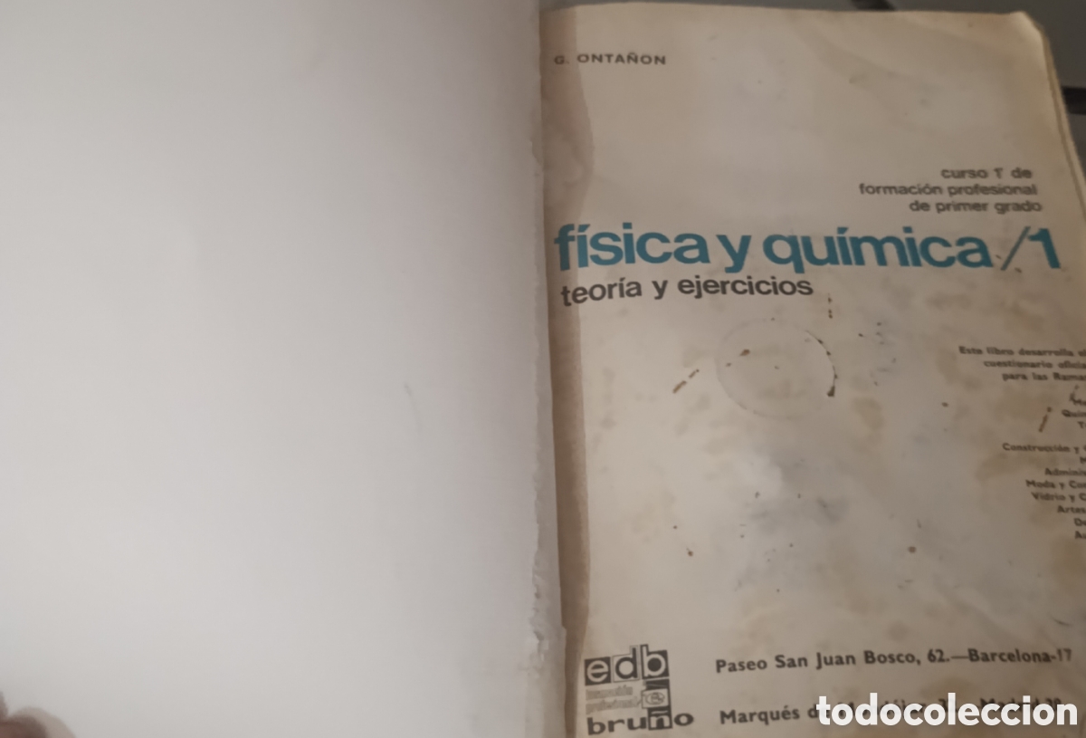 Libros de segunda mano de ciencias: F&iacute;sica y Qu&iacute;mica / 1 - G. Onta&ntilde;&oacute;n (Ed. EDB/Bru&ntilde;o)
