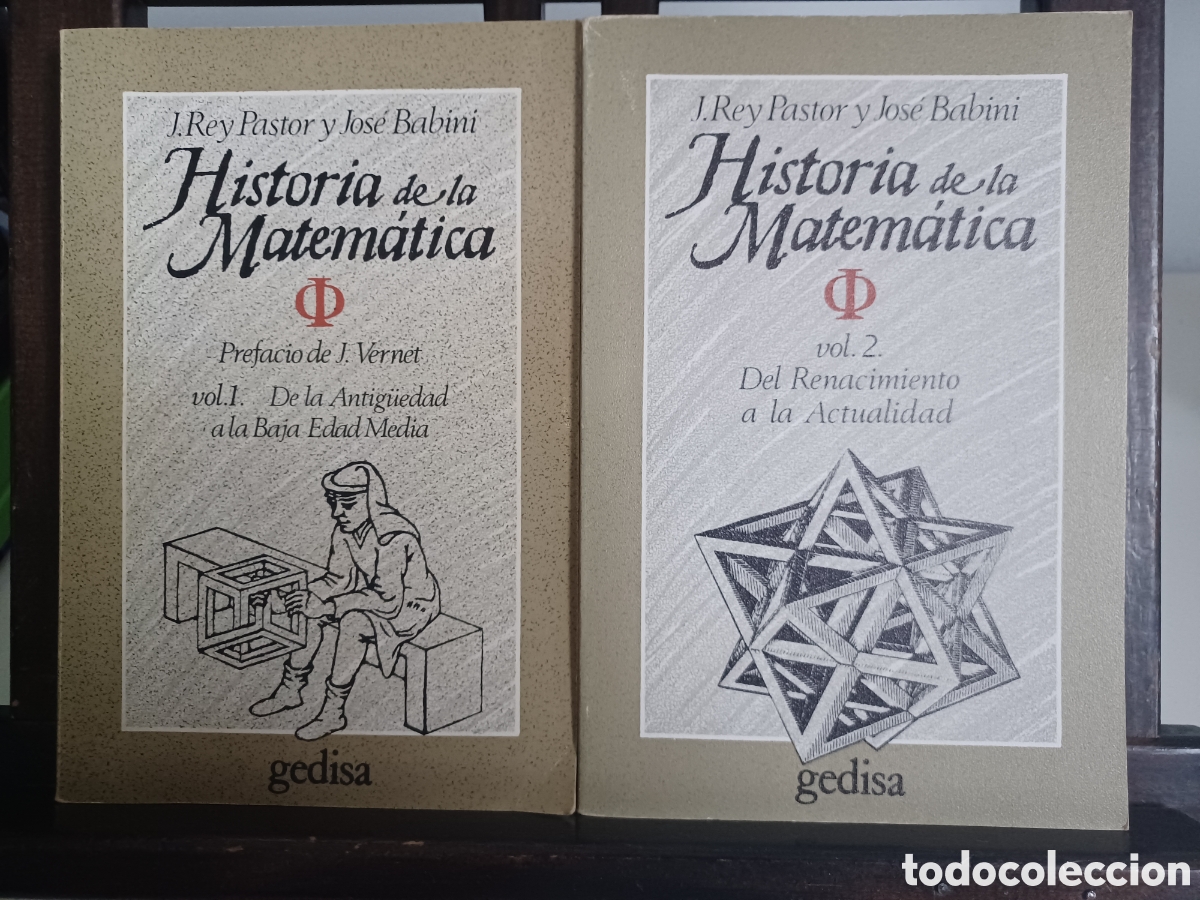 Libros de segunda mano de ciencias: Historia de la matem&aacute;tica/ Obra completa en 2 vol&uacute;menes/ Rey Pastor y Babini/ Gedisa, 1984