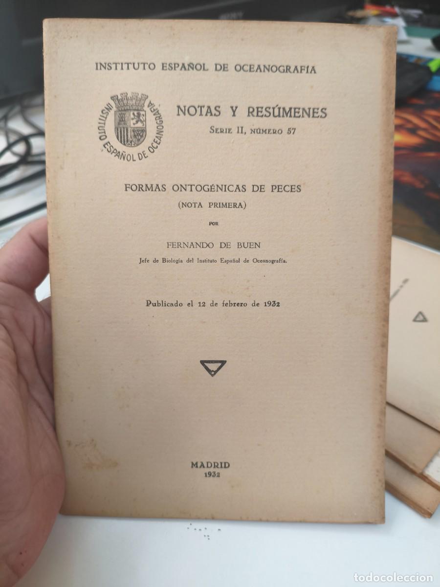 Libros de segunda mano: Formas ontog&eacute;nicas de peces. Fernando Buen. Oceanograf&iacute;a. 1932.