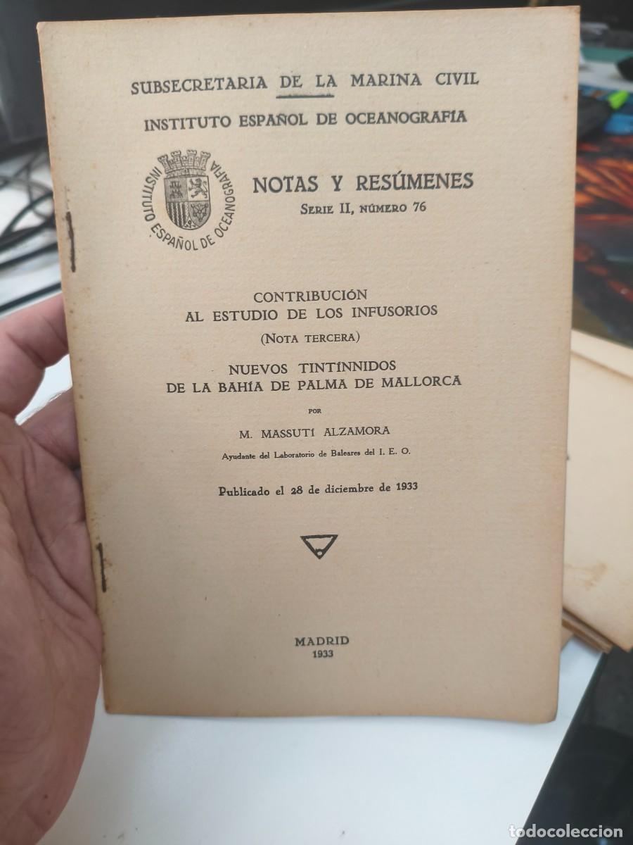 Libros de segunda mano: Estudio de los infusorios. Nuevos tint&iacute;nnidos Bah&iacute;s de Palma de Mallorca. Oceanograf&iacute;a. 1933.