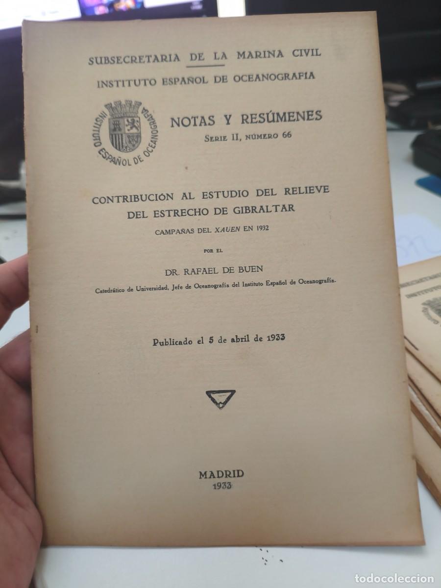 Libros de segunda mano: Contribuci&oacute;n al estudio del relieve del estrecho de Gibraltar. Rafael de Buen. Oceanograf&iacute;a. Xauen.