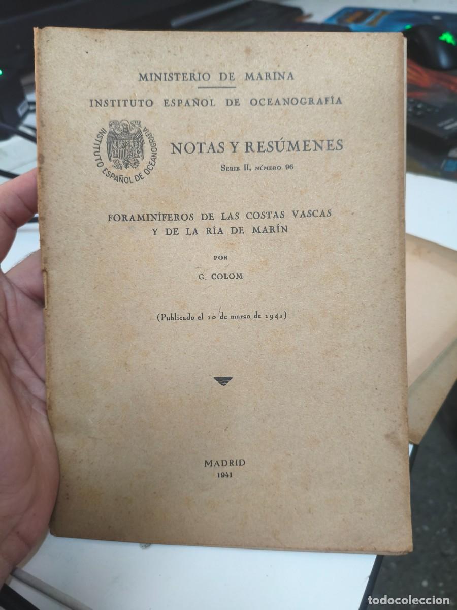 Libros de segunda mano: Foramin&iacute;feros de la costas vascas y de la r&iacute;a de Mar&iacute;n. G. Colom. Oceanograf&iacute;a. 1941.