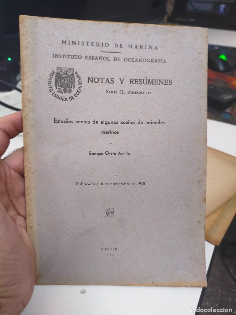 Libros de segunda mano: Estudios acerca de algunos aceites de animales marinos. Enrique Otero Aenlle. Oceanograf&iacute;a.