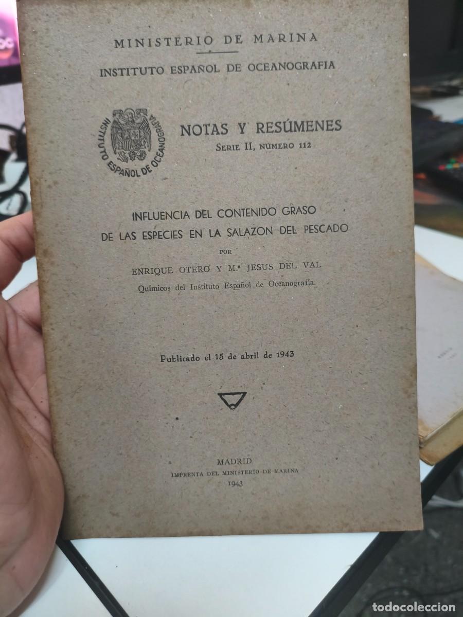 Libros de segunda mano: Influencia de contenido graso de las especias en la salaz&oacute;n del pescado. Enrique Otero. Oceanograf&iacute;a