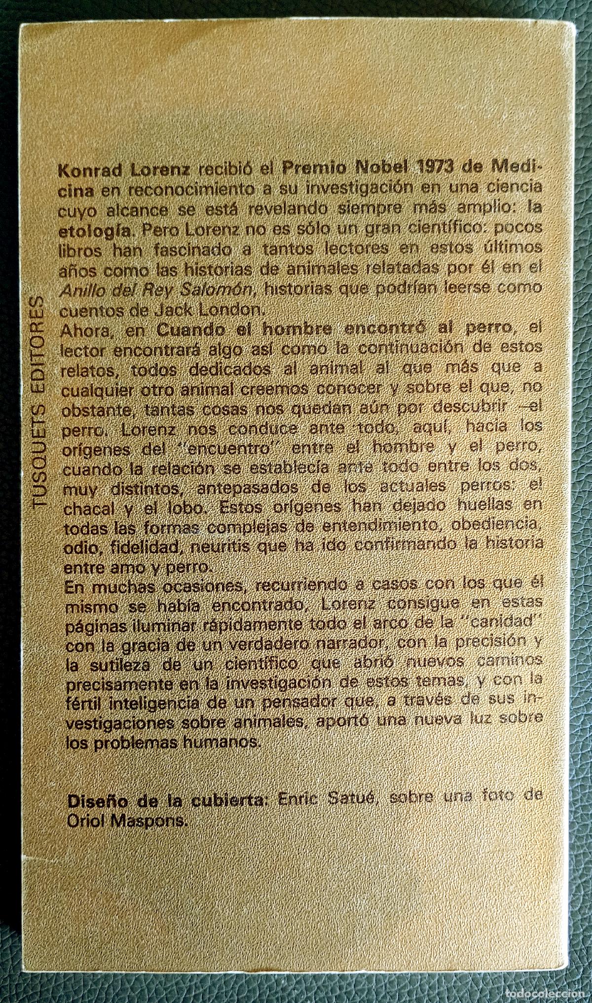 Libros de segunda mano: Konrad Lorenz . Cuando el hombre encontr&oacute; al perro . Tusquets - Foto 2