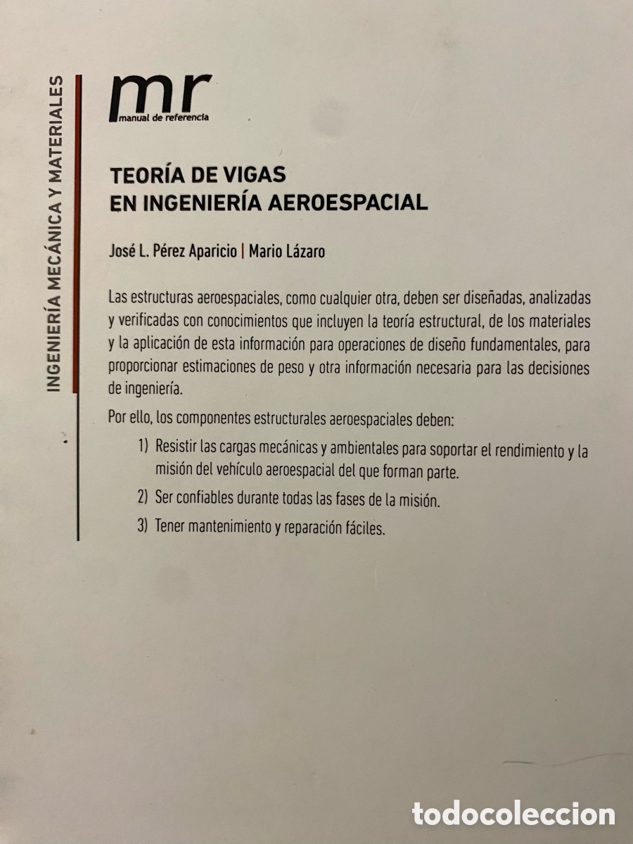 Libros de segunda mano de ciencias: TEOR&Iacute;A DE VIGAS EN INGENIER&Iacute;A AEROESPACIAL. - Foto 2