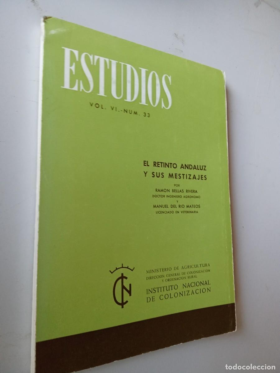 Libros de segunda mano: EL RETINTO ANDALUZ Y SUS MESTIZAJES / ESTUDIOS VOL VI NUM 22 / EVA201 / INSTITUTO NACIONAL COLONIZA