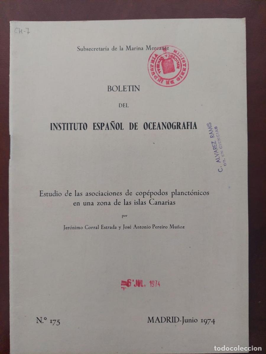 Libri di seconda mano: Estudio de las asociaciones de cop&eacute;podos planct&oacute;nicos en Islas Canarias. Instituto de Oceanograf&iacute;a.