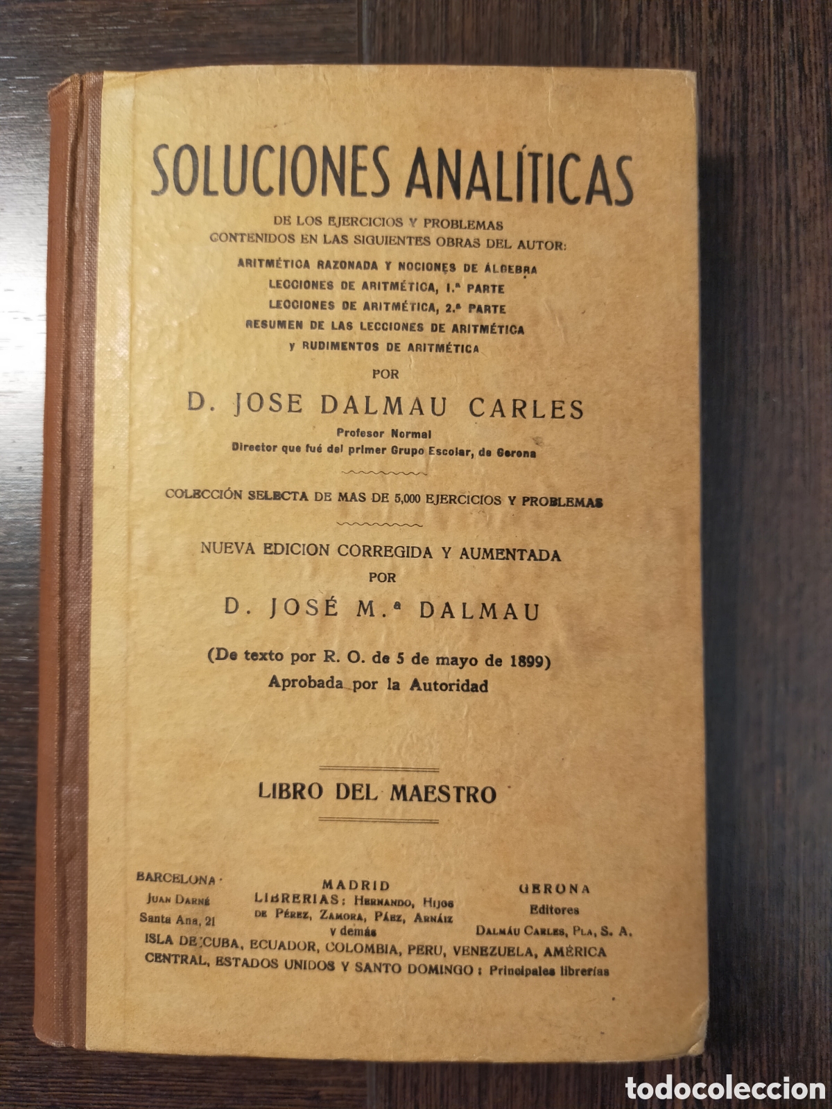 Libros de segunda mano de ciencias: Soluciones anal&iacute;ticas, Aritm&eacute;tica. Jos&eacute; Dalmau Carles, libro del maestro