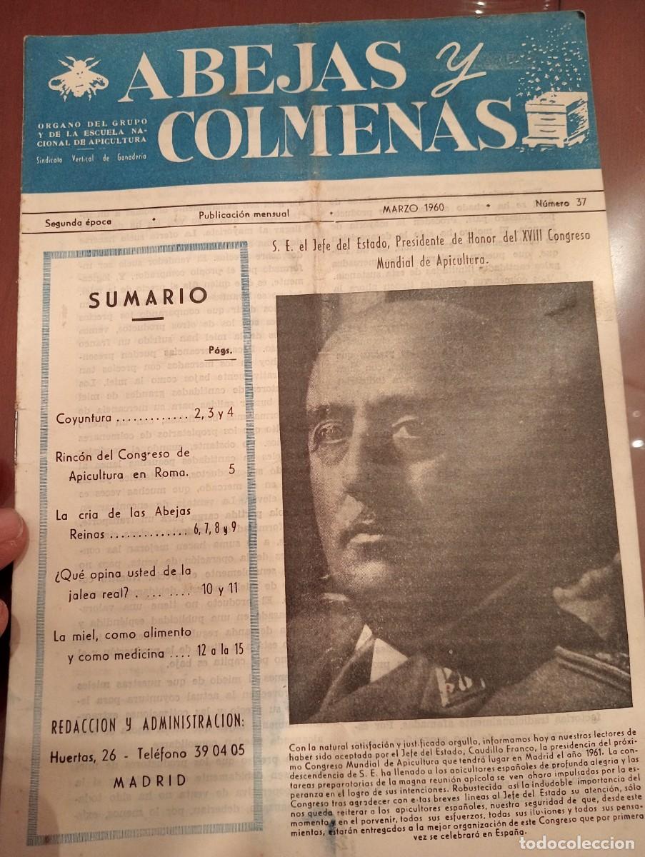 Libros de segunda mano: ABEJAS Y COLMENAS MARZO 1960 N&deg; 37 ESCUELA NACIONAL APICULTURA, COLMENEROS REVISTA APICOLA