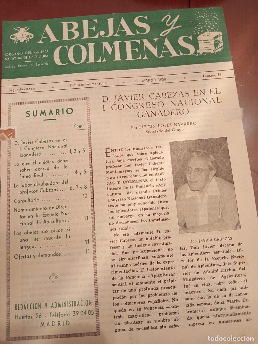 Libros de segunda mano: ABEJAS Y COLMENAS MARZO 1958 N&deg; 15 ESCUELA NACIONAL APICULTURA, COLMENEROS REVISTA APICOLA