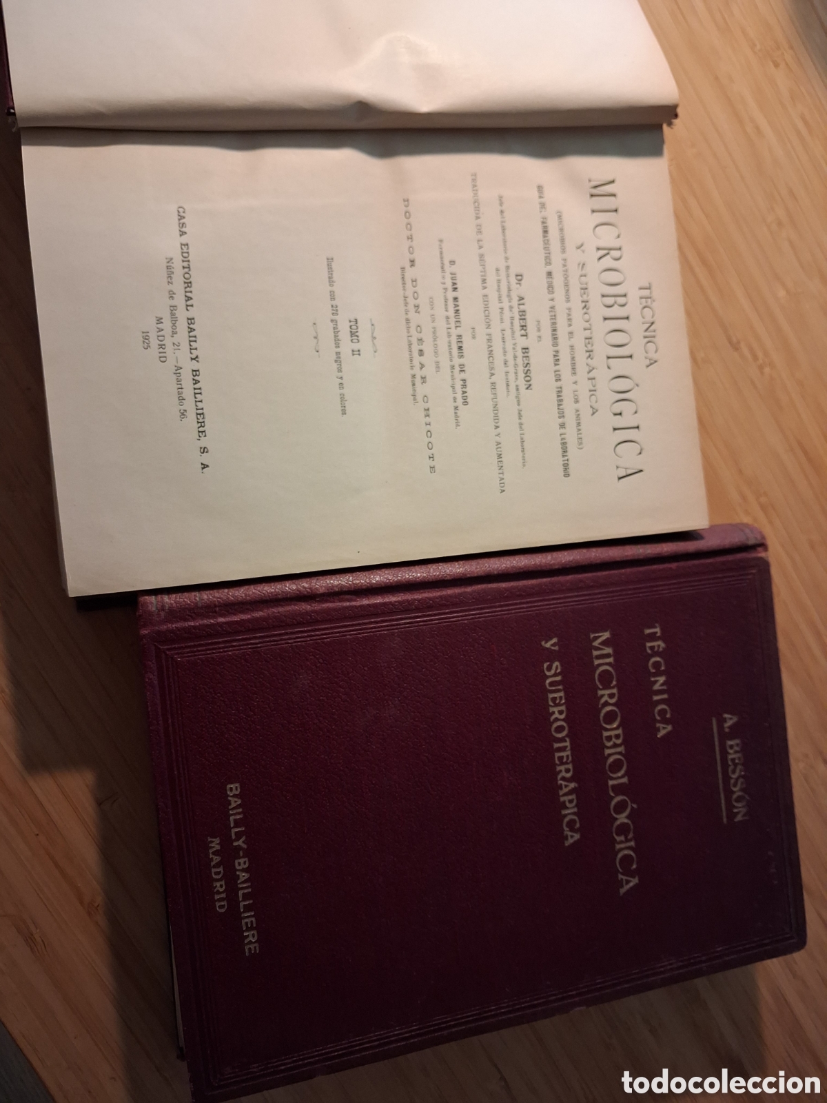 Libros de segunda mano: T&eacute;cnica microbiol&oacute;gica y sueroter&aacute;pica omos I y II - Albert Besson (Bailly Bailliere 1925)