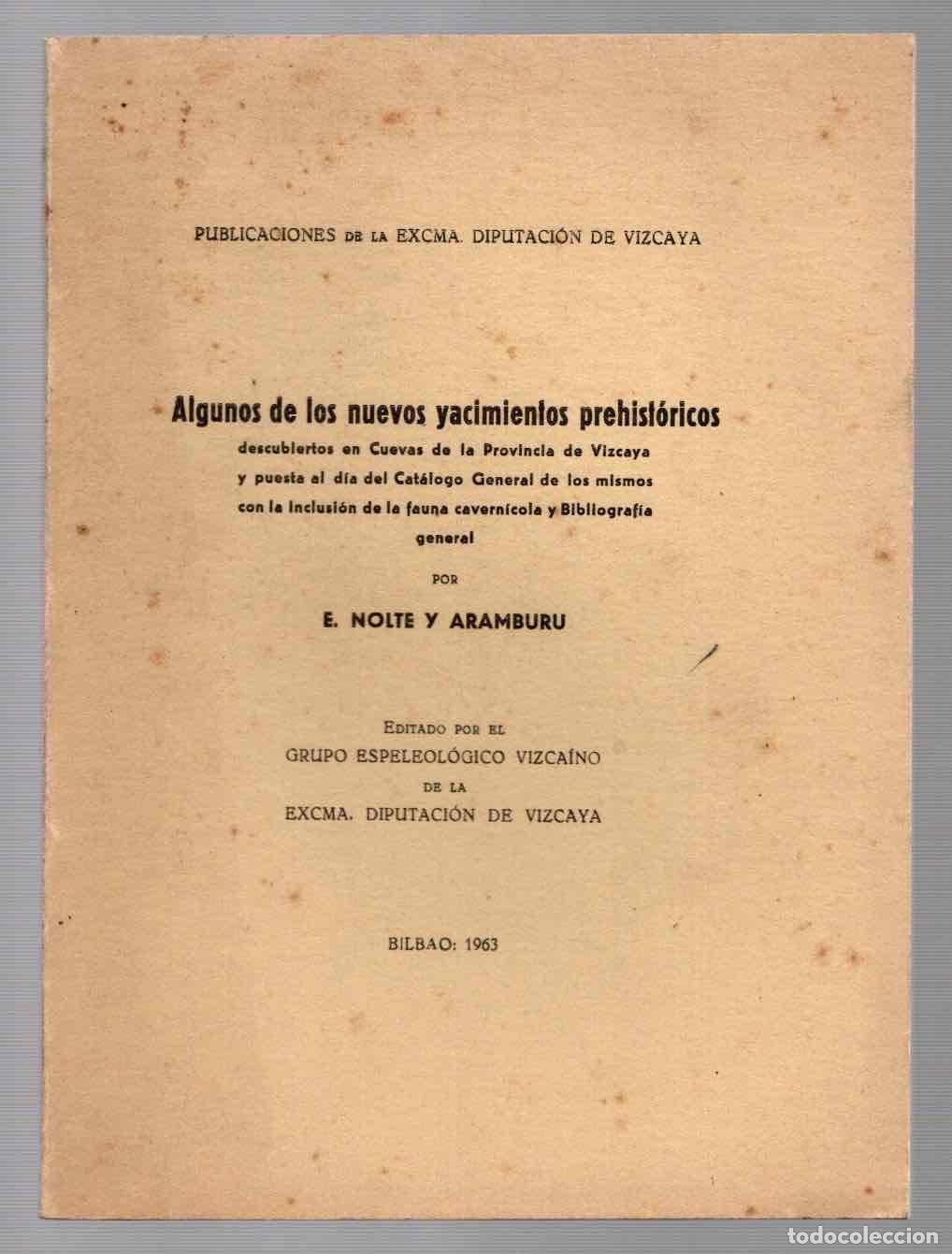 Libros de segunda mano: ALGUNOS DE LOS NUEVOS YACIMIENTOS PREHISTORICOS DESCUBIERTOS EN LAS CUEVAS DE VIZCAYA