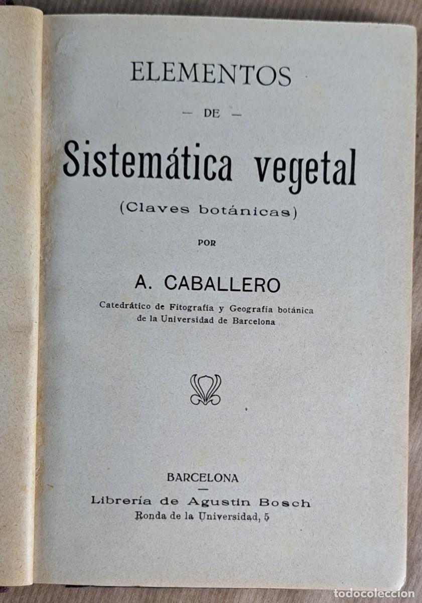 Libros de segunda mano: Elementos de Sistem&aacute;tica Vegetal &middot; A. Caballero &middot; Librer&iacute;a Bosch &middot; ca. 1940 - Foto 2