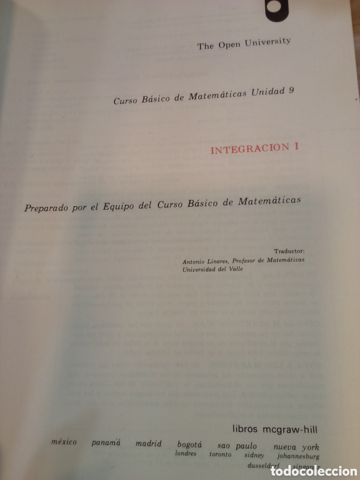 Libros de segunda mano de ciencias: Curso B&aacute;sico de Ciencias Unidad 9. Integraci&oacute;n I