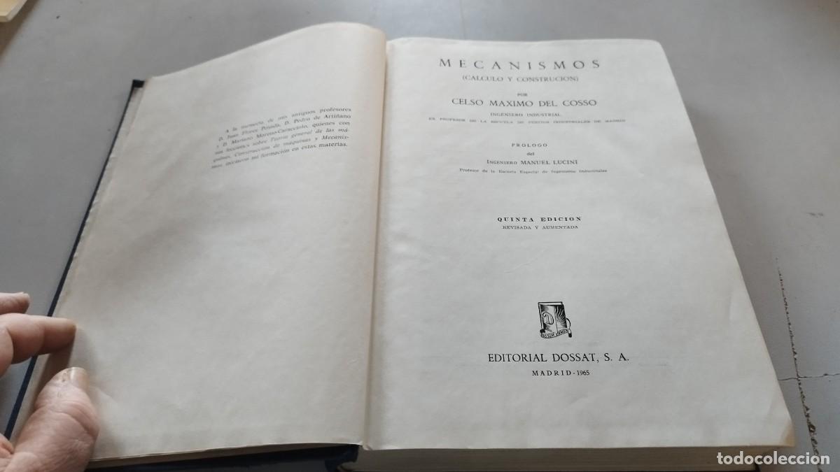 Libros de segunda mano de ciencias: MECANISMOS (CALCULO Y CONSTRUCCION) / CELSO MAXIMO DEL COSSO / GRAV26 / 1965 DOSSAT - Foto 3