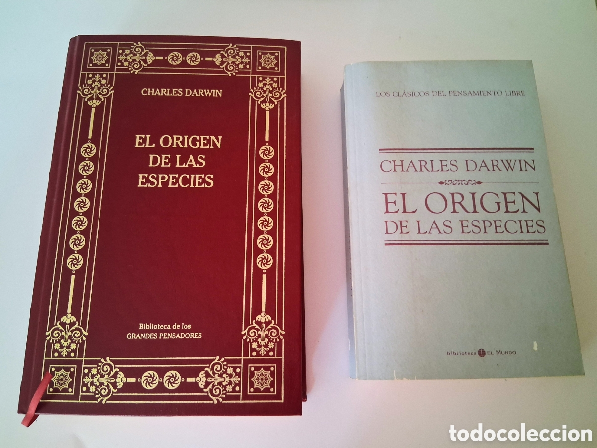 Libros de segunda mano: Lote 2 Libros: El Origen de las Especies - Charles Darwin (Tapa Dura Colecci&oacute;n Grandes Pensadores +
