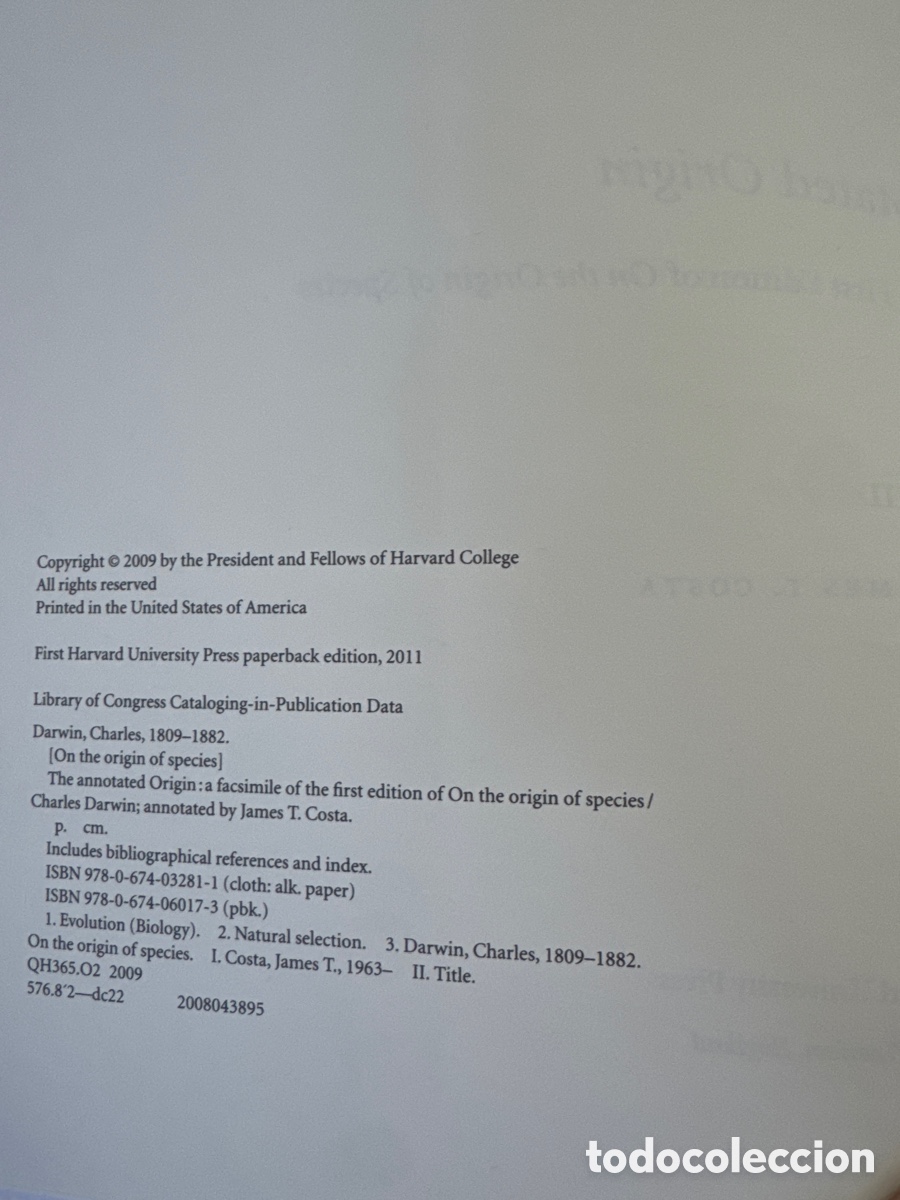 Libros de segunda mano: De annotated origin, Charles Darwin Harvard University Press 2009 ingl&eacute;s James T Costa - Foto 3