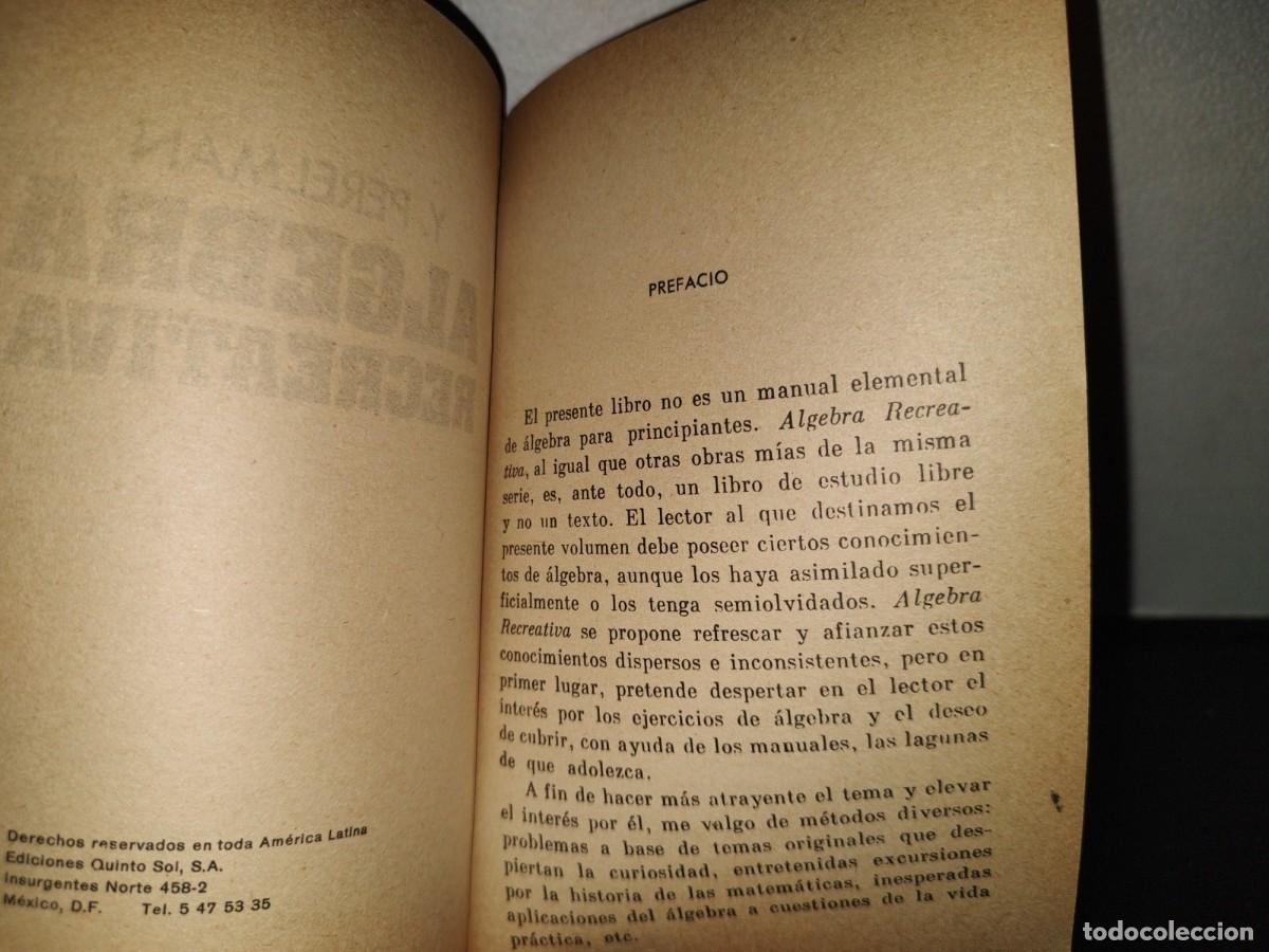 Libros de segunda mano de ciencias: 202- &Aacute;lgebra Recreativa - Y. Perelman - Ediciones Quinto Sol - 1983 - Foto 4