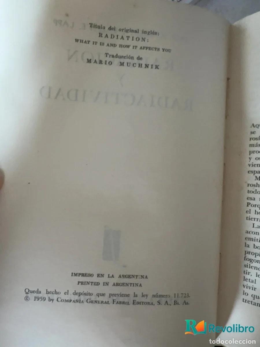 Libros de segunda mano de ciencias: Radiaci&oacute;n y radiactividad - Jack Schubert, Ralph E. Lapp - Foto 3