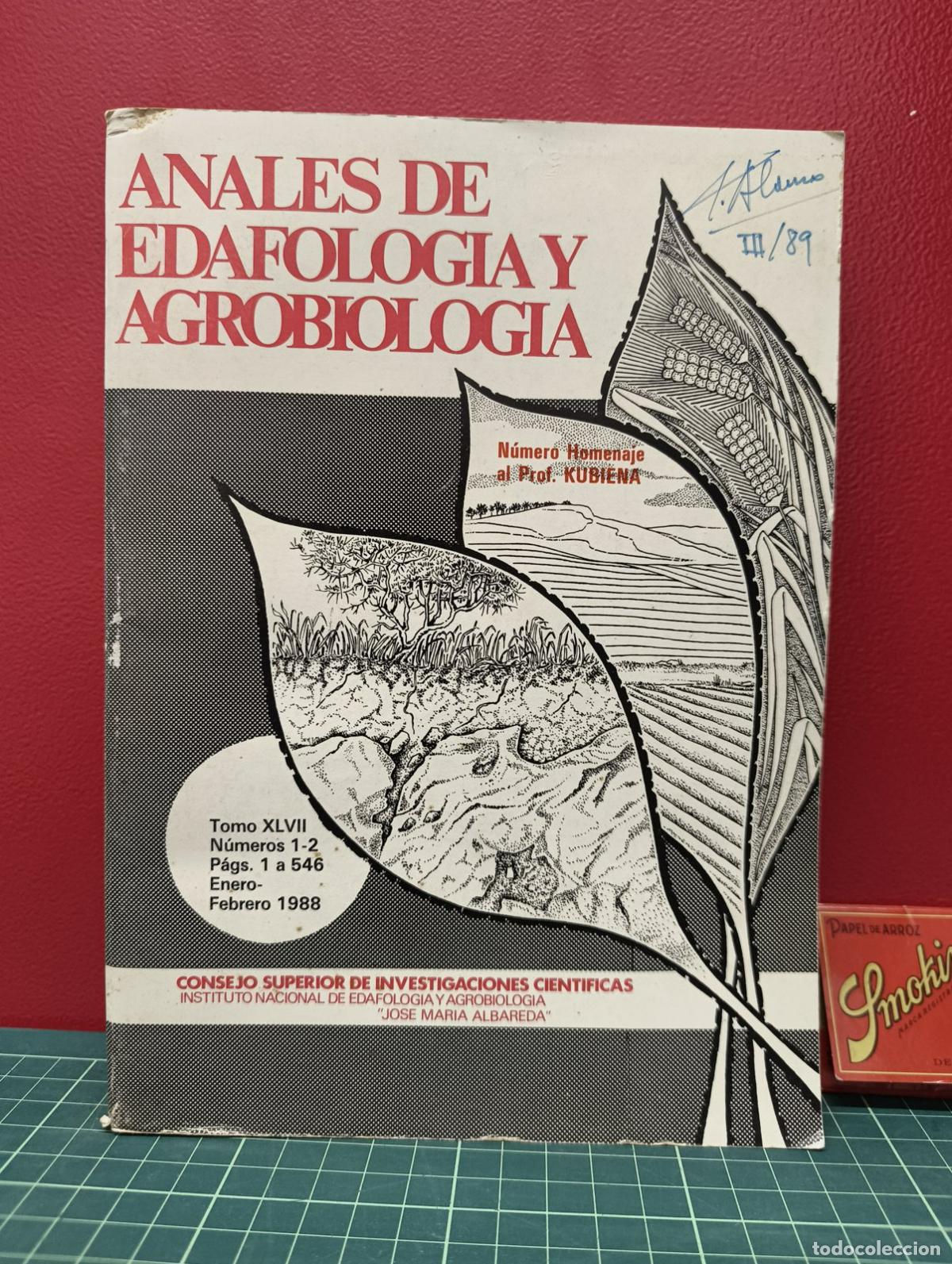 Livres d'occasion: Anales de Edafolog&iacute;a y Agrobiolog&iacute;a t. XLVII 1988 homenaje Kubiena - CSIC