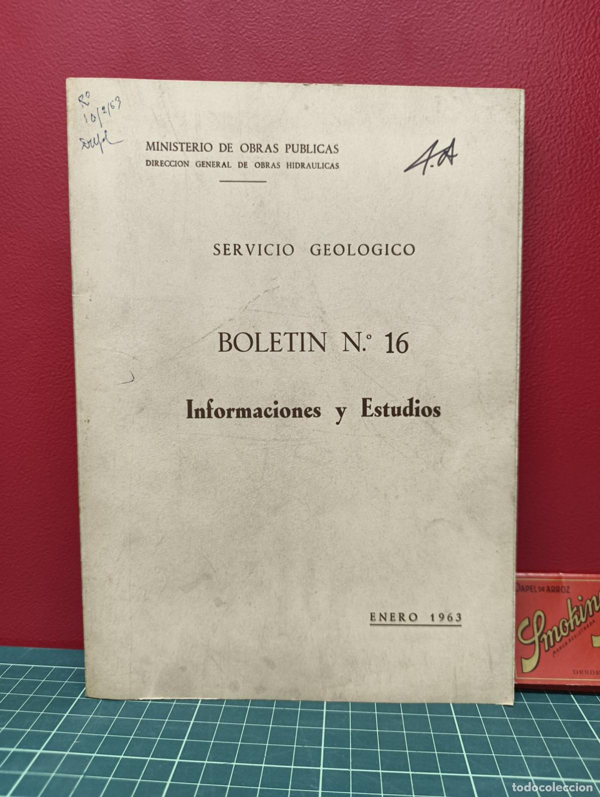 Libros de segunda mano: Bolet&iacute;n n&ordm; 16 Informaciones y Estudios 1963 - Servicio Geol&oacute;gico MOP