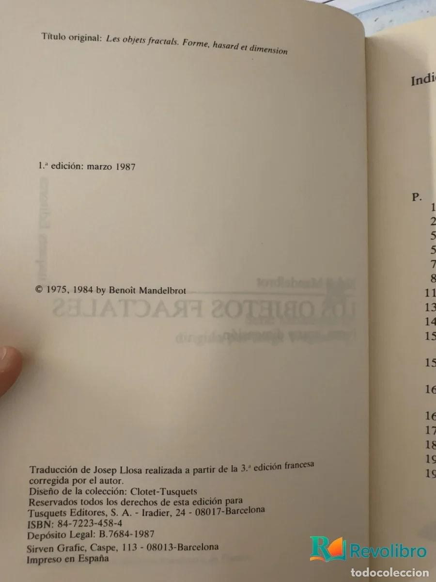 Libros de segunda mano de ciencias: Los objetos fractales - 1&ordf; edici&oacute;n - Beno&icirc;t Mandelbrot - Foto 3