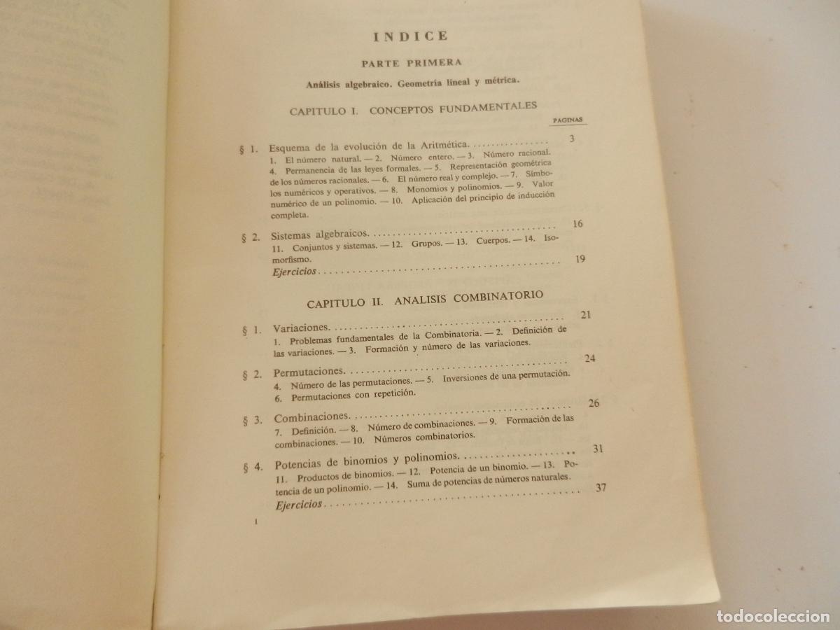Libros de segunda mano de ciencias: ELEMENTOS DE MAT&Eacute;MATICAS - REY PASTOR - A DE CASTRO - SAETA 1967 - Foto 3