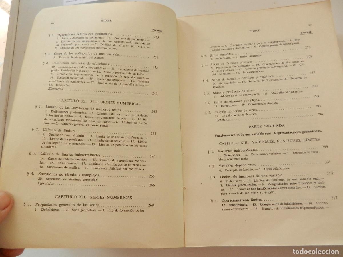 Libros de segunda mano de ciencias: ELEMENTOS DE MAT&Eacute;MATICAS - REY PASTOR - A DE CASTRO - SAETA 1967 - Foto 6