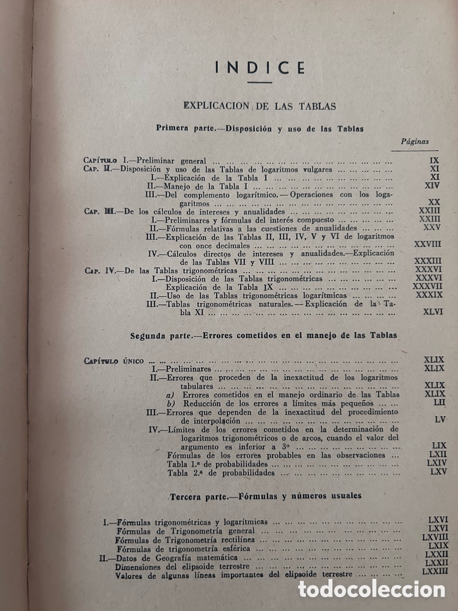 Libros de segunda mano de ciencias: Tablas de Logaritmos Trigonom&eacute;tricas y de C&aacute;lculos de Interese - Foto 4