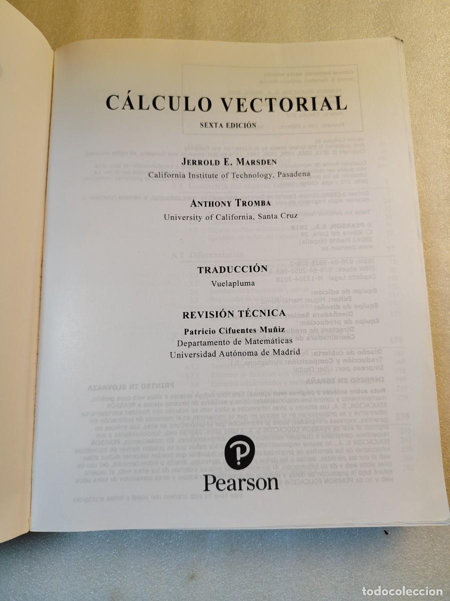 Libros de segunda mano de ciencias: C&Aacute;LCULO VECTORIAL (6&ordf; EDICI&Oacute;N) - JERROLD E. MARSDEN Y ANTHONY TROMBA (EDITORIAL PEARSON / GRADO INGE - Foto 2