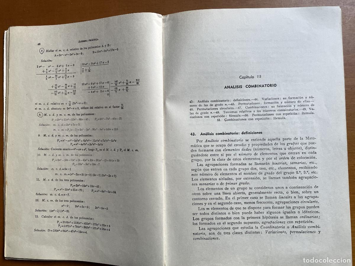 Libros de segunda mano de ciencias: &Aacute;lgebra pr&aacute;ctica (Carlos mataix) 1965 - Foto 4