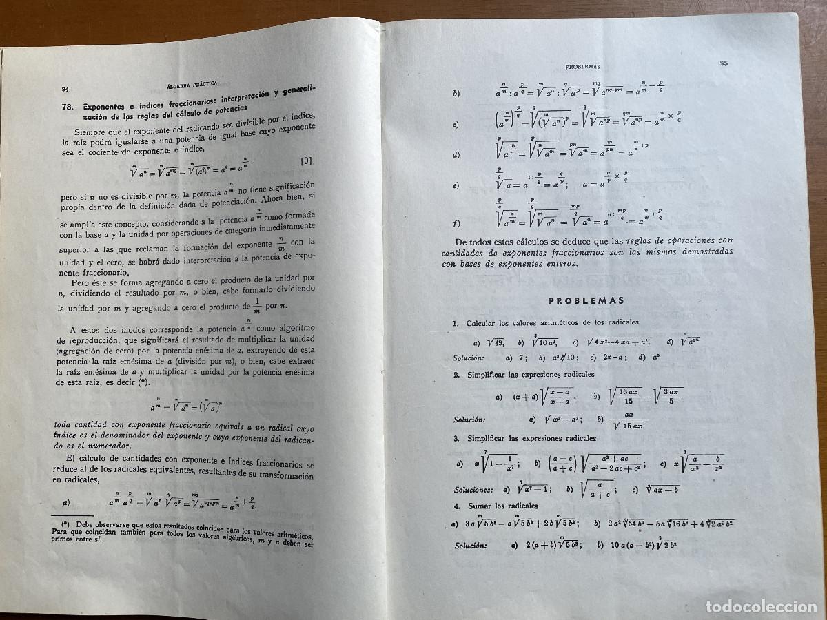 Libros de segunda mano de ciencias: &Aacute;lgebra pr&aacute;ctica (Carlos mataix) 1965 - Foto 5