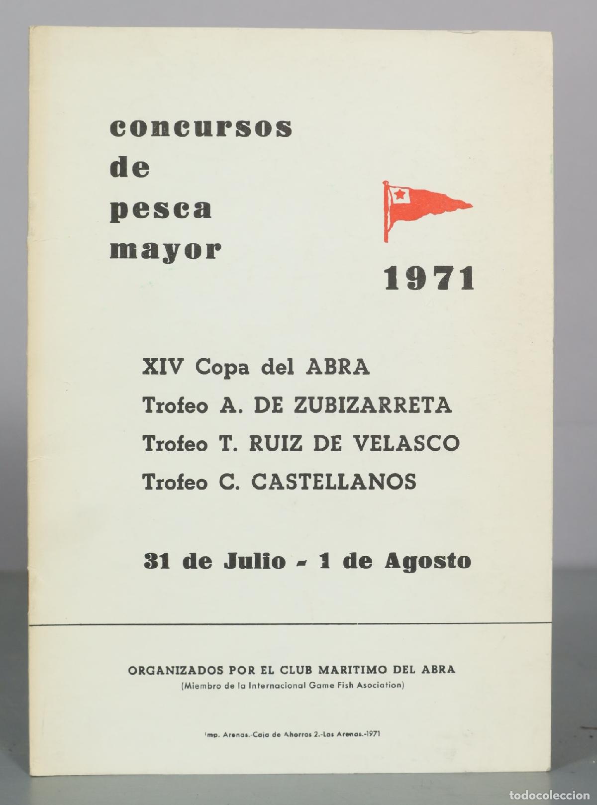 Libros de segunda mano: Concursos de pesca mayor - XIV Copa del Abra - Trofeo A. de Zubizarreta - Trofeo T. Ruiz de Velasco