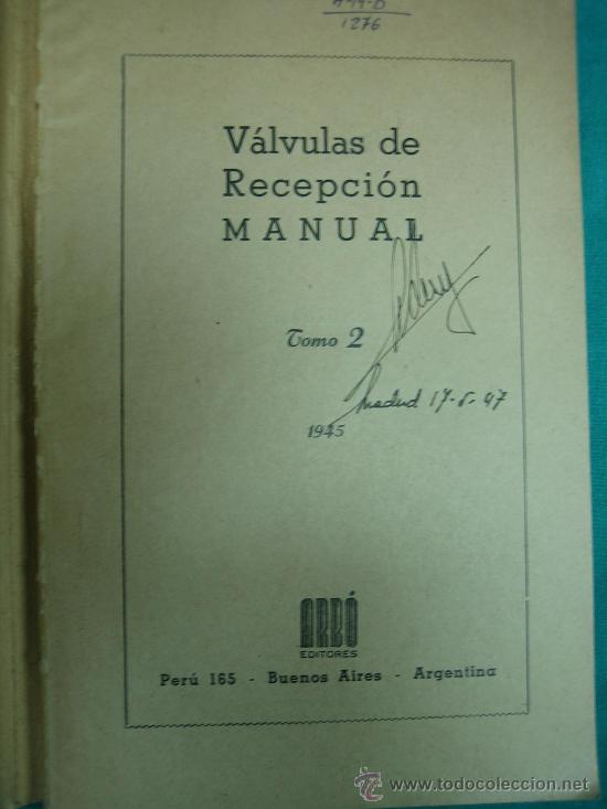 Libros de segunda mano: Valvulas de recepcion manual 1945 - Foto 2