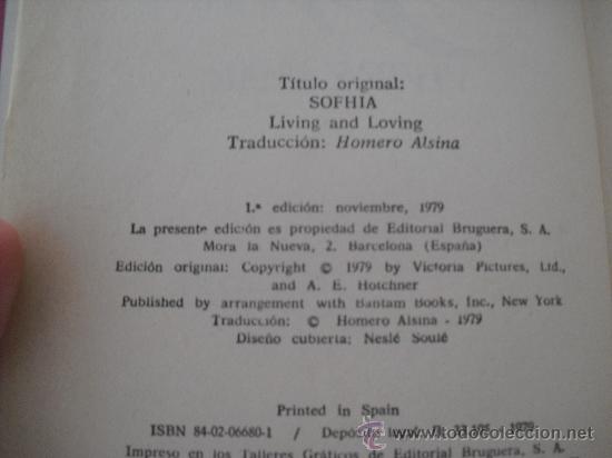 Libros de segunda mano: Sofia Vivir y amar. 1&ordf; edici&oacute;n . A. E. H&ouml;tchner. Sofia Loren - Foto 8