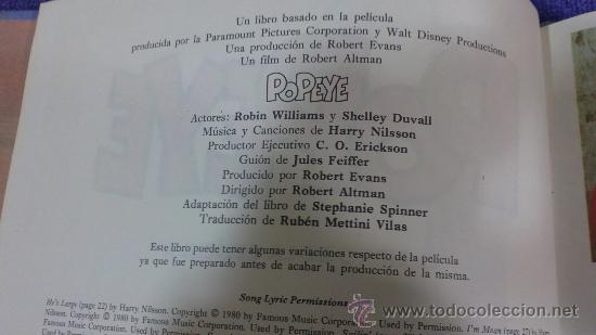 Libros de segunda mano: POPEYE - EL LIBRO DE LA PEL&Iacute;CULA - DI&Aacute;FORA 1981 - TAPAS DURAS - Foto 4