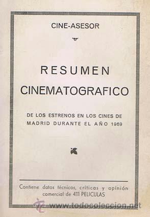 Libros de segunda mano: OLIVERA GARRIDO, M.. RESUMEN CINEMATOGRAFICO de los estrenos en los cines de Madrid durante el a&ntilde;o 1