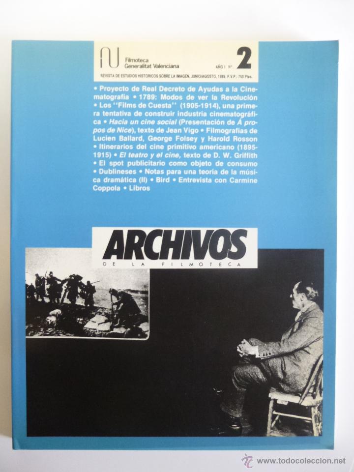 Libros de segunda mano: ARCHIVOS DE LA FILMOTECA 2. JUNIO / AGOSTO 1989. REVISTA DE ESTUDIOS HIST&Oacute;RICOS SOBRE LA IMAGEN.