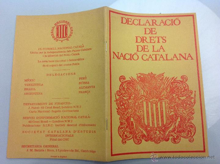 Libros de segunda mano: op&uacute;sculo Declaraci&oacute; de drets de la naci&oacute; catalana - Foto 1