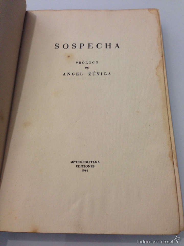 Libros de segunda mano: Libro Sospecha. Pr&oacute;logo Angel Z&uacute;&ntilde;iga. - Foto 3