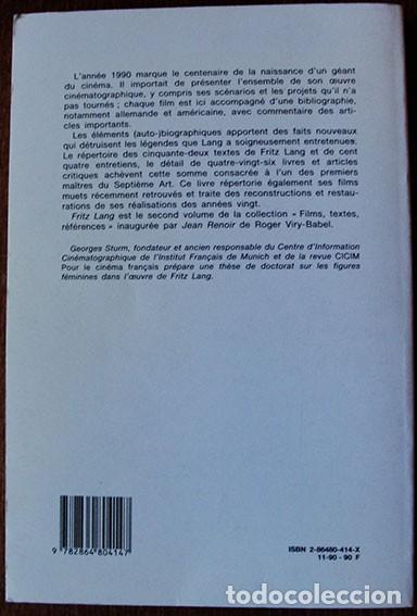 Libros de segunda mano: FRITZ LANG - GEORGE STURM - FILMS, TEXTES, REFERENCES - EN FRANC&Eacute;S - - Foto 2