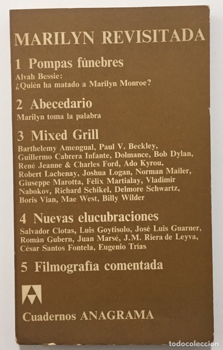 Libros de segunda mano: MARILYN REVISITADA - Cuadernos Anagrama - Foto 1