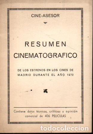 Livros em segunda m&atilde;o: RESUMEN CINEMATOGRAFICO DE LOS ESTRENOS EN LOS CINES DE MADRID DURANTE EL A&Ntilde;O 1970. - OLIVERA GARRID