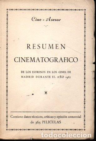 Gebrauchte B&uuml;cher: RESUMEN CINEMATOGRAFICO DE LOS ESTRENOS EN LOS CINES DE MADRID DURANTE EL A&Ntilde;O 1967. - OLIVERA GARRID